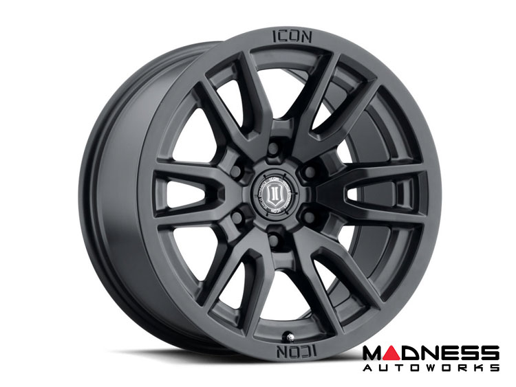 Ford Bronco Custom Wheels (1) - Vector 6 - Satin Black - 17 X 8.5 / 6 x 5.5 / 0 / 4.75" - Icon 